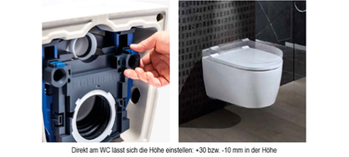 Geberit, Spülrandfrei, Geberit ONE WC, Montagesystem, Höhenverstellung, WC Körper, TurboFlash